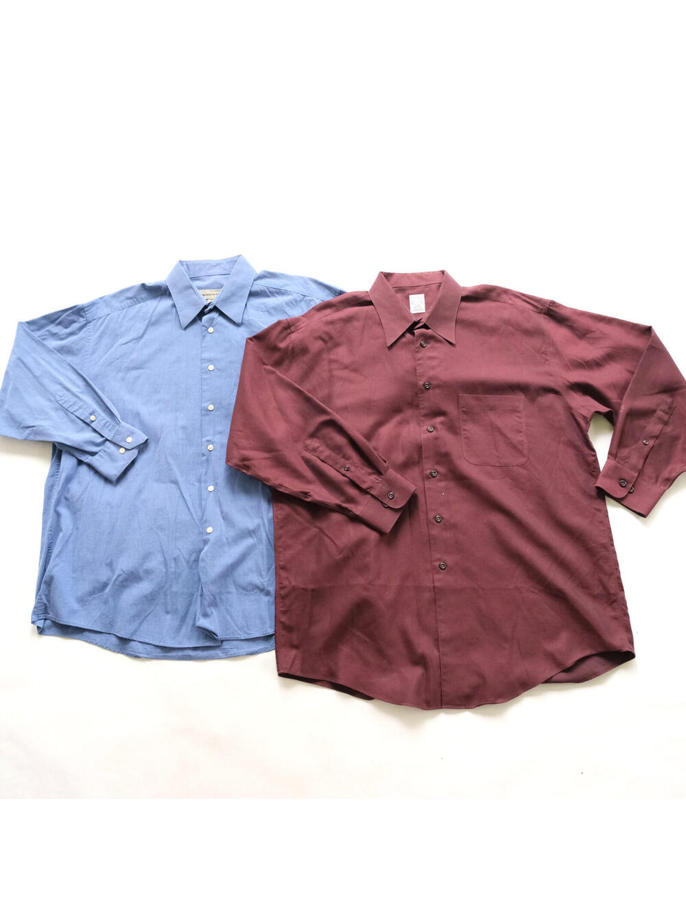Pronto Uomo 17 32/33 Men's Lot of 2 Button Up Shirts Maroon & Blue